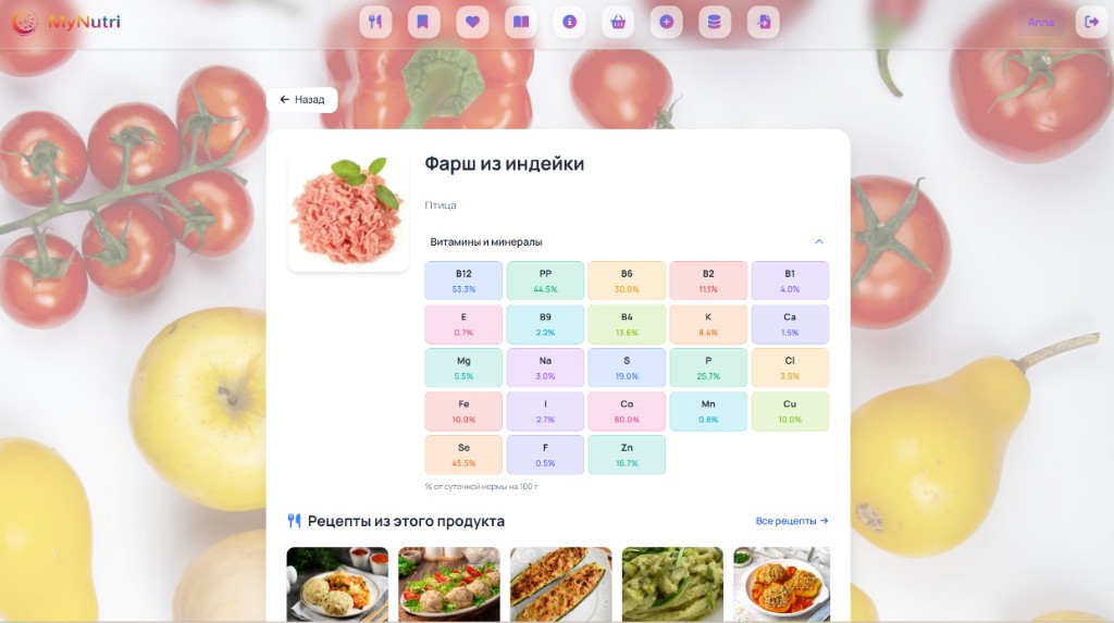 MyNutri: продукт и нутриенты